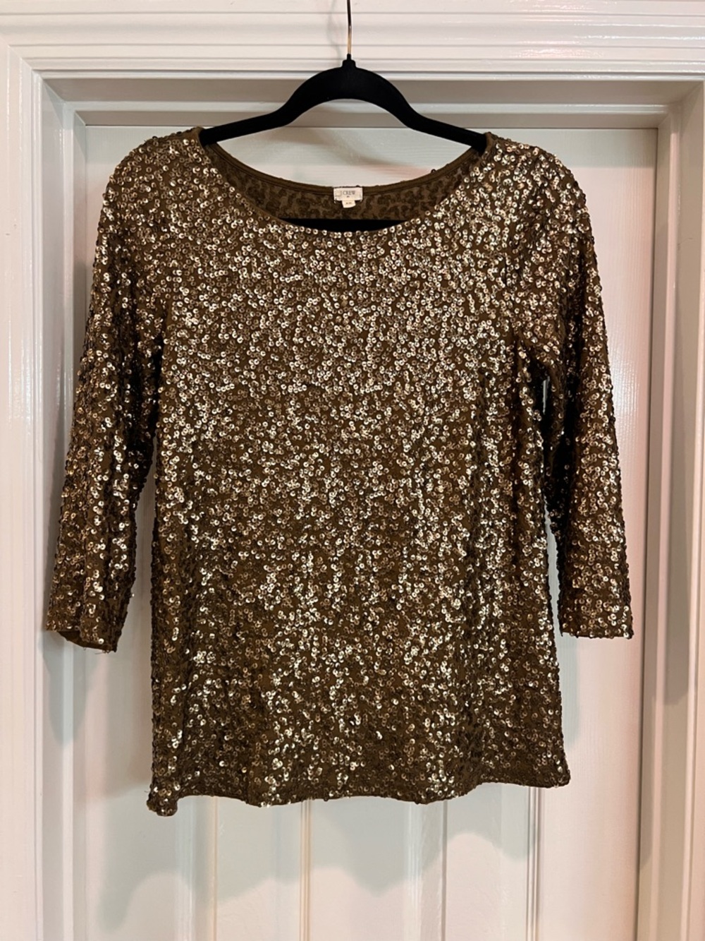 J. Crew Gold Sequin Scoop Neck Top